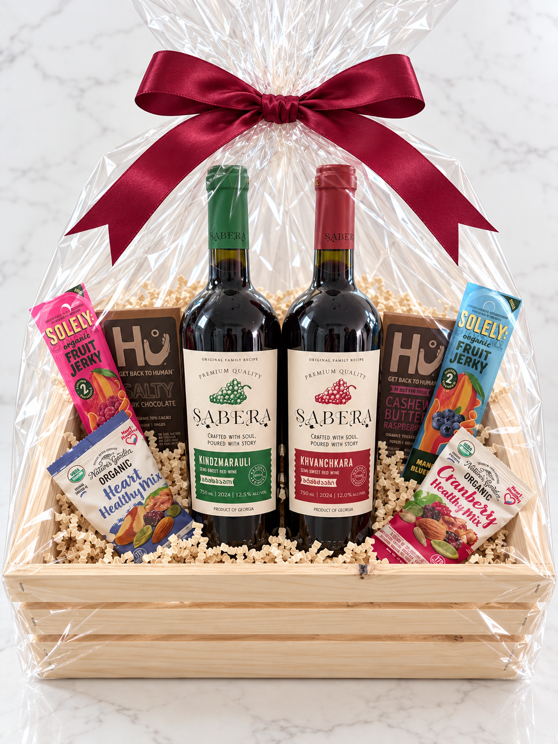 Kindzmarauli & Khvanchkara Gift Basket (2 Bottles)
